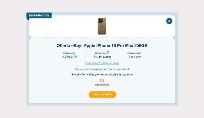 Coupon eBay Apple iPhone 16 Pro Max 256GB