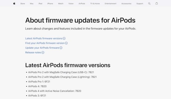 Aggiornamento AirPods