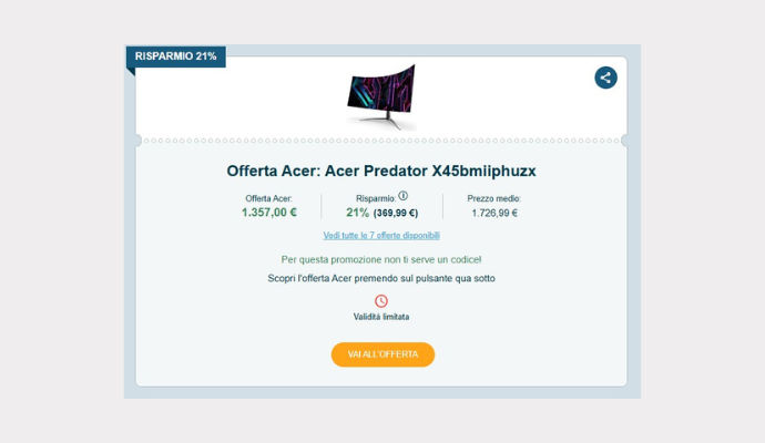 Coupon Acer Predator X45bmiiphuzx