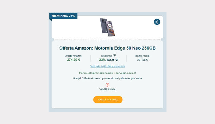 Coupon Amazon Motorola Edge 50 Neo 256GB