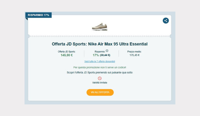 Coupon JD Sorts Nike Air Max 95 Ultra Essential