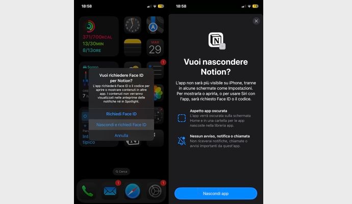 Come nascondere app iPhone