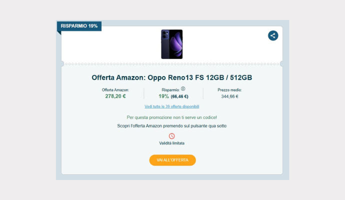 Coupon Amazon Oppo Reno13 FS 12GB 512GB