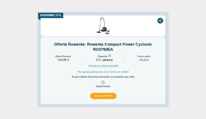 Coupon Rowenta Compact Power Cyclonic RO3760EA