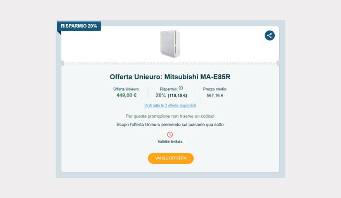 Coupon Unieuro Mitsubishi MA-E85R