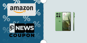 Schermata con logo Amazon e sotto la scritta News Coupon. Accanto è rappresentato lo smartphone Motorola Edge 60 8GB / 256GB