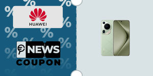 Schermata con logo Huawei e sotto la scritta News Coupon. Accanto è rappresentato lo smartphone Huawei Pura 70 Ultra 512 GB