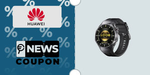 Schermata con logo Huawei e sotto la scritta News Coupon. Accanto è rappresentato smartwatch Huawei Watch GT6 Pro Nero Fluoroelastomero