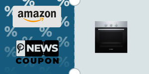 Schermata con logo Amazon e sotto la scritta News Coupon. Accanto è rappresentato il forno Bosch HBF011BR0