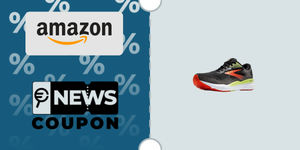 Schermata con logo Amazon e sotto la scritta News Coupon. Accanto è rappresentata la sneaker Brooks Ghost 16