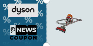 Schermata con logo Dyson e sotto la scritta News Coupon. Accanto è rappresentato l’aspirapolvere Dyson Big Ball Parquet 2