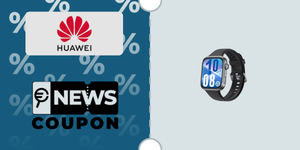 Schermata con logo Huawei e sotto la scritta News Coupon. Accanto è rappresentato lo smartwatch Huawei Watch Fit 4 Nero