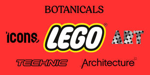 Logo LEGO nel centro, intorno sono rappresentati tutti i loghi delle collezioni del brand