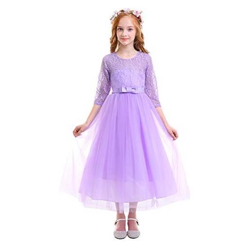 FYMNSI Vestito da bambina per bambini, con ricamo, tutù, in