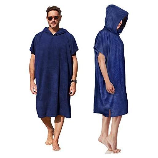 Poncho Accappatoio ZINGTTO Extra Large Per Surf E Spiaggia – Asciugamano Con Cappuccio E Tasca, Microfibra Asciugatura Rapida, Uomo E Donna, Grigio 104x84 Cm
