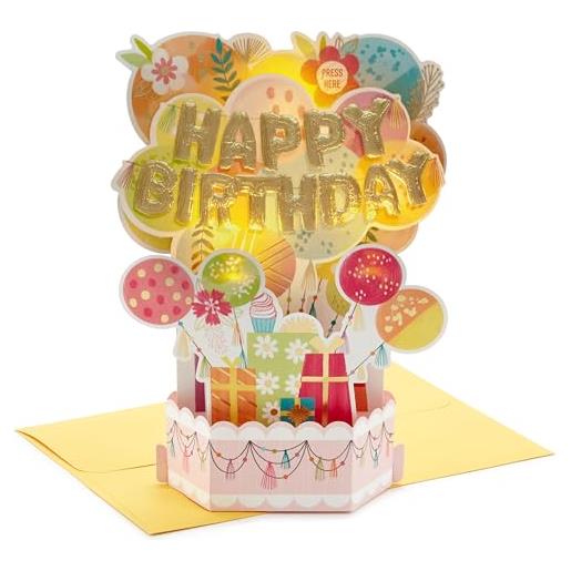 PAITOK Biglietto di compleanno 3D, biglietto di compleanno pop-up, regalo di compleanno, biglietto di auguri di buon compleanno, con busta, per