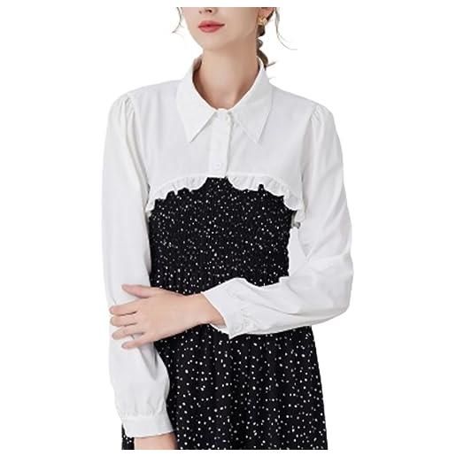 Camicia Donna In Lino E Cotone Bianca Vintage – Oversize Elegante Con Girocollo E Maniche Corte, Taglie Forti