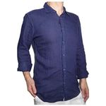 Camicia lino blu uomo