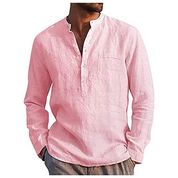 Camicia lino rosa uomo