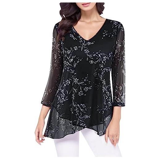 LSEEKA Maglietta Da Donna Con Maniche A 3/4, Con Brillantini, Casual, A Maniche Corte, Elegante, Per L'estate, Per Tutti I Giorni, Con Scollo Rotondo, A Maniche Corte, Tunica, Casual, Per Il Tempo - Foto 5