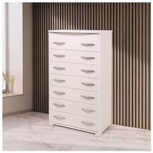 DWVO Cassettiera In Tessuto 7 Cassetti - Comò Per Camera Da Letto Con Piano In Legno E Struttura In Acciaio, Nero/Grigio - 4
