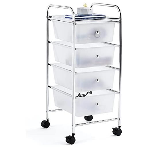 Mobiletto Bagno In Plastica A 3/4/5/6/7 Ripiani - Cassettiera Stretta Con Ruote, Salvaspazio, Per Angoli Piccoli