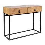 VidaXL Tavolo Consolle In Legno Massello Di Mango – 110x35x76 Cm – Stile Scandinavo, Piedini In Metallo Nero - 2