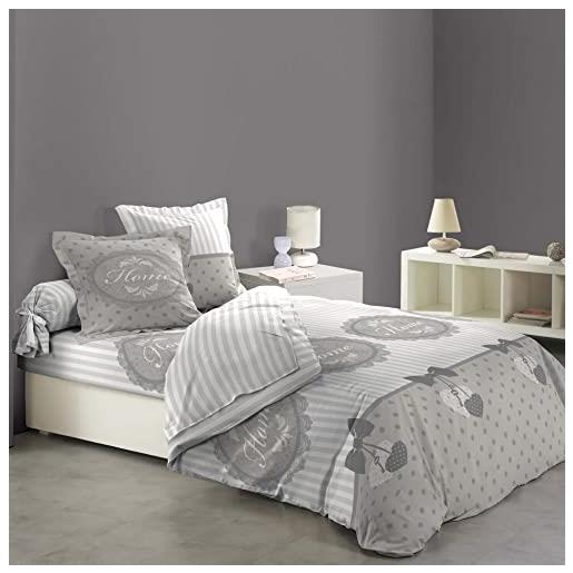 Copripiumino Reversibile 240x220 Cm In Cotone – Grigio Scuro/Bianco Con 2 Federe 50x70 Cm