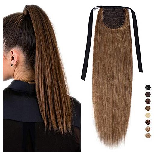 200g sintetici clip-on extension di capelli a 3 fasce - lisci, biondo cenere scuro #18/22, 60cm