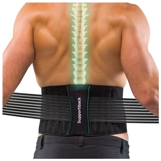 Fascia Lombare Rigida Alta 24 Cm – Supporto Per Schiena Uomo E Donna, Modellante E Contenitiva, Prodotta In Italia (Nero, XXL)