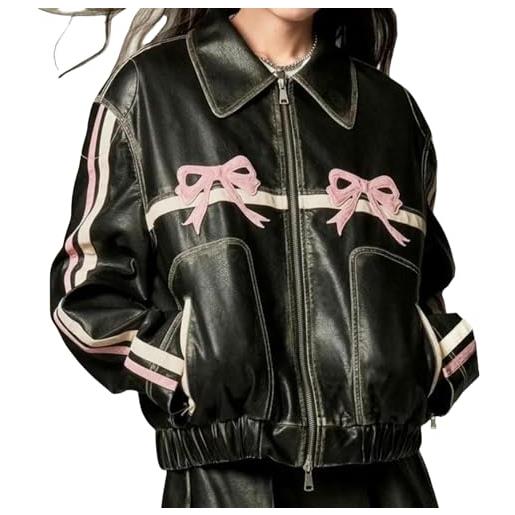 Kissonic Bomber Donna In Finta Pelle Scamosciata: Oversize Con Cerniera, Maniche A Pipistrello, Colore Unico - 2