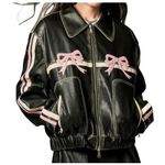 Giacca pelle oversize donna