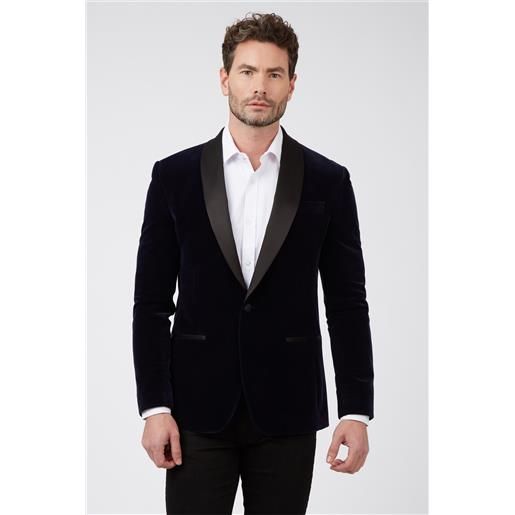 Giacca Uomo Velluto Sartoriale Slim Fit - Blazer Invernale Elegante Con Pochette, Made In Italy - Foto 8