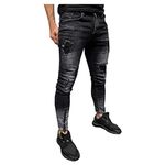 Jeans skinny neri strappati uomo