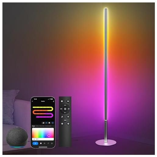 Lampada Da Terra LED Dimmerabile - Altezza 165 Cm, Telecomando, Temperatura Colore 2700K-6500K, Testa Girevole, Per Soggiorno/camera