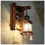 Lampadario corda e legno da interno