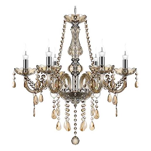 Plafoniera Moderna IDEGU In Metallo E Cristallo – 26 Cm, Nero, Attacco E27 – Lampada Da Soffitto Vintage Industriale