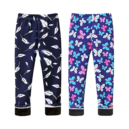 Leggings Termici Felpati Per Bambina Con Ricamo Coniglio - Pantaloni Invernali In Cotone Morbido - Foto 6