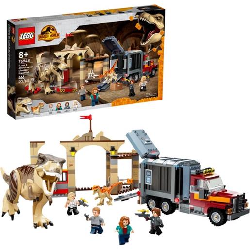 LEGO Jurassic World 76944 La Fuga del T. rex, Include 3 Minifigure e un  Dinosauro Giocattolo, Giochi per bambini di 4+ anni