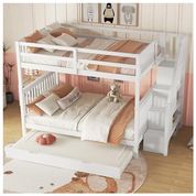 Letto A Castello Basso 140x200 In Legno Con Scale A Cassetti E Recinzione Alta – Colore Grigio, Sicuro Per Bambini