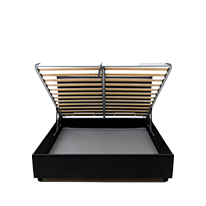 Letto imbottito 140 x 200 cm velluto con schienale a doghe 2 cassetti, nero OKWISH