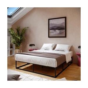 Struttura Letto Matrimoniale In Metallo Con Testiera Imbottita – Luci LED RGB, Porte USB E Prese, Ripiani, Nero, Fino A 408 Kg