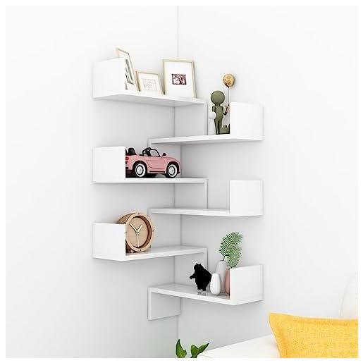 Libreria Girevole A 360° Con 2 Ripiani - 8 Scomparti - Bianco, 40x40x60 Cm - PVC E Acciaio Per Camera Da Letto O Soggiorno