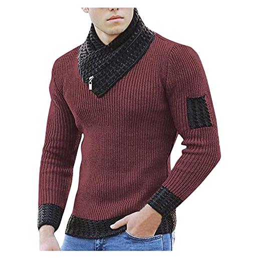 COOFANDY Maglione Mezzo Zip Uomo: Collo Alto Pullover Invernale, Lavoro Elegante, Blu Scuro, XL