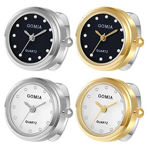 JewelryWe Orologio Anello Da Dito Uomo Donna – Quarzo Con Quadrante Rotondo, Cinturino Elastico, Regalo Elegante