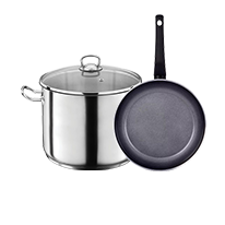 Batteria di Pentole Agnelli AlBlack 2 Persone in alluminio antiaderente con coperchio su Horeca Atelier