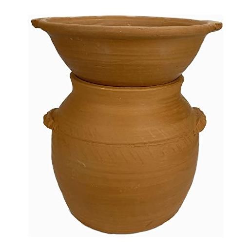 Pentole in terracotta naturale fatte a mano da 3,6 litri per cucinare