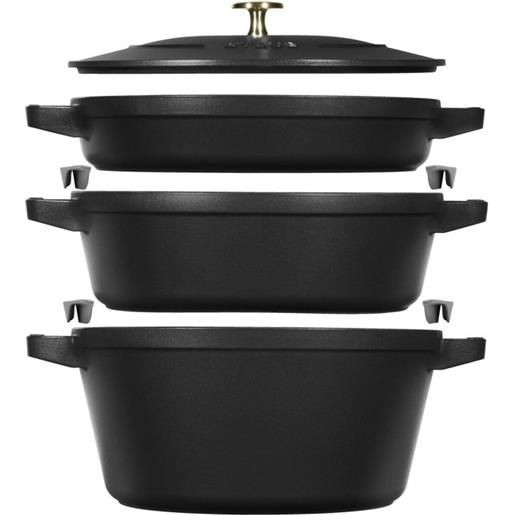 STAUB Set 4 Piatti Piani In Ceramica 10 Pollici, Colore Tartufo Bianco, Resistenti Ai Graffi E Al Calore
