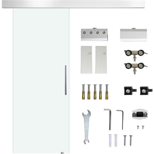 Kit Binario Porta Scorrevole 152 Cm (5 Piedi) Per Porte Singole - Completo Di Accessori, Montaggio A Muro, Colore Nero