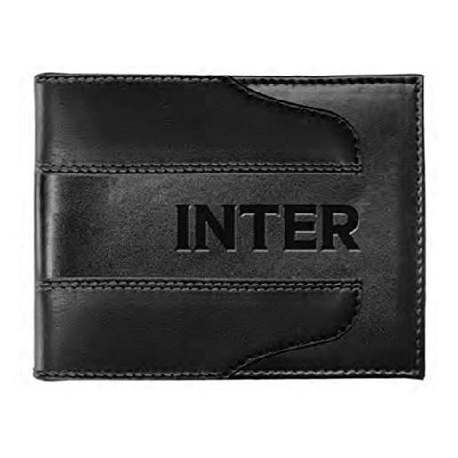 Portafoglio Ufficiale Inter - Pelle Vera, Unisex, Colori Nerazzurri